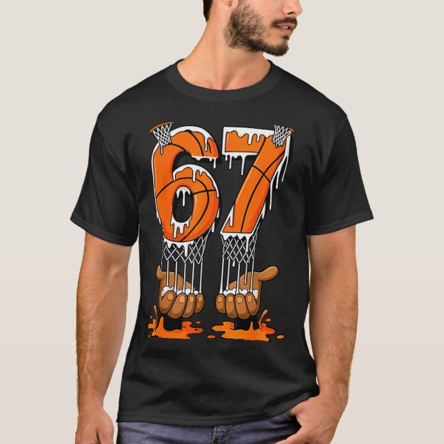 Basketball 67 Six Seven Funny Gen Alpha Meme Drip  T Shirt (Framsida)