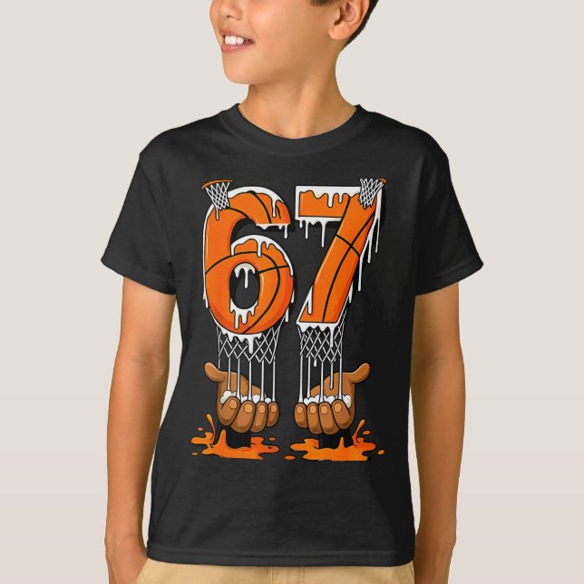 Basketball 67 Six Seven Funny Gen Alpha Meme Drip  T Shirt (Framsida)