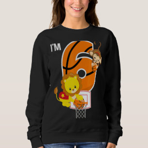 Basketball 6e Födelsedagsfest Lejon apa Zoo Anim T Shirt