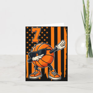Basketball 7:e Birthday American Flagga Gift för 7 Kort