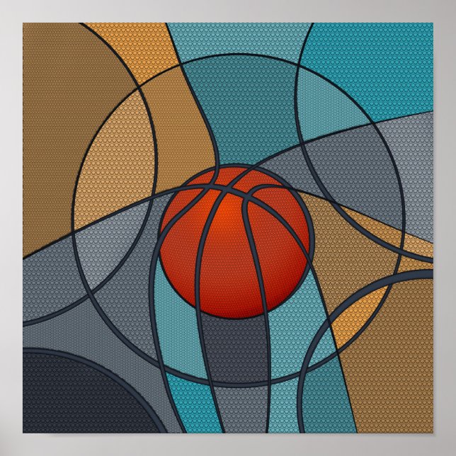 Basketball Abstrakt Art-sammansättning Poster (Framsidan)