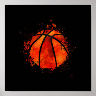 Basketball Abstrakt - vattenfärgsdel Poster