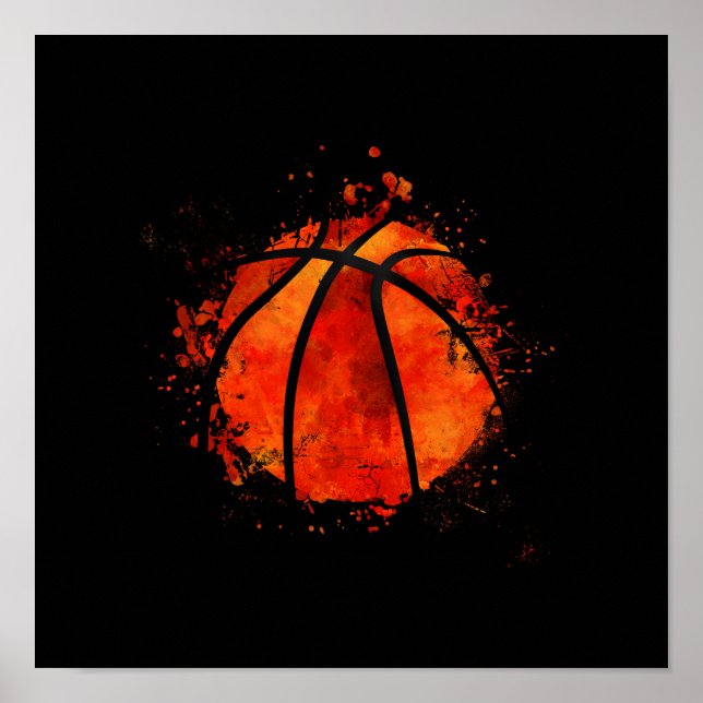 Basketball Abstrakt - vattenfärgsdel Poster (Framsidan)