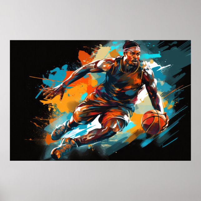 Basketball Action Sport Paeing Abstrakt Art Poster (Framsidan)