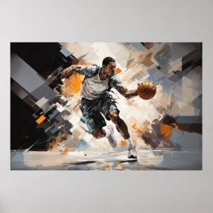 Basketball Action Sport Painting Abstrakt Art Deco Poster