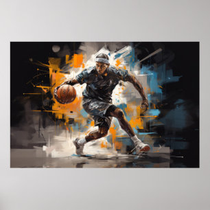 Basketball Action Sport Painting Abstrakt Art Deco Poster