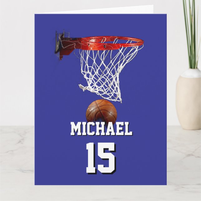 Basketball Add Your Name & Number Pop Art Kort (Framsida)