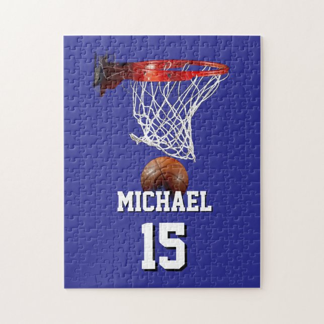 Basketball Add Your Name & Number Pop Art Pussel (Vertikal)