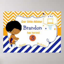 Basketball African American Boy Birthday Poster