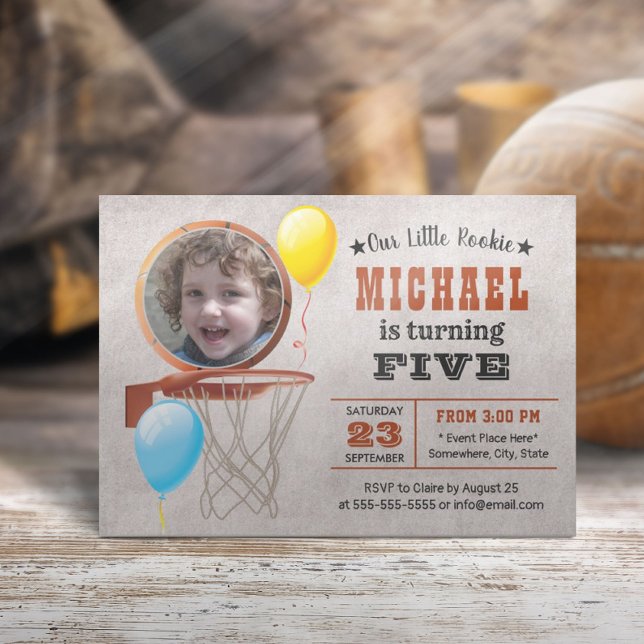 Basketball All Star Sports-tema Foto Birthday Inbjudningar (Skapare uppladdad)