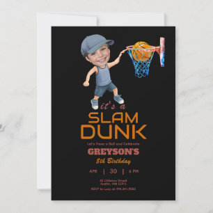 Basketball Alla Åldrar Födelsedagsfoto Inbjudan
