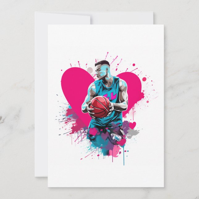 Basketball Alla hjärtans dag-kort Julkort (Framsida)