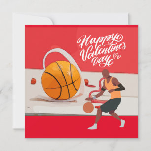 Basketball Alla hjärtans dag med spelare och hjärt Julkort