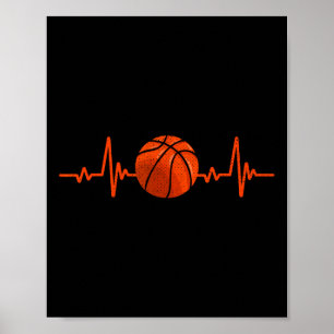 Basketball Älskare Heartslag Vintage Retro Basketb Poster
