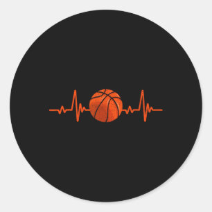 Basketball Älskare Heartslag Vintage Retro Basketb Runt Klistermärke