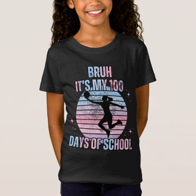 Basketball älskare i 100 dagar t shirt (Framsida)