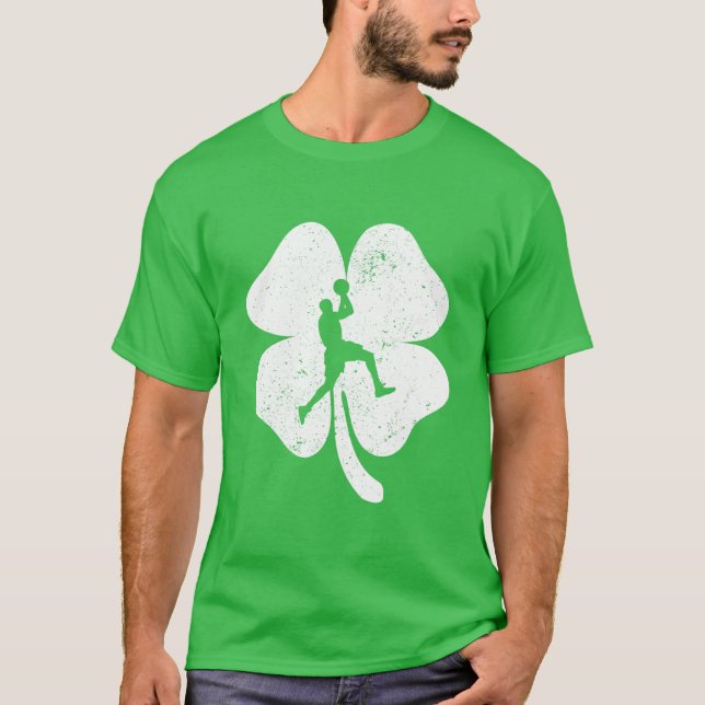 Basketball Älskare St patricks day Löv Klöver Iris T Shirt (Framsida)