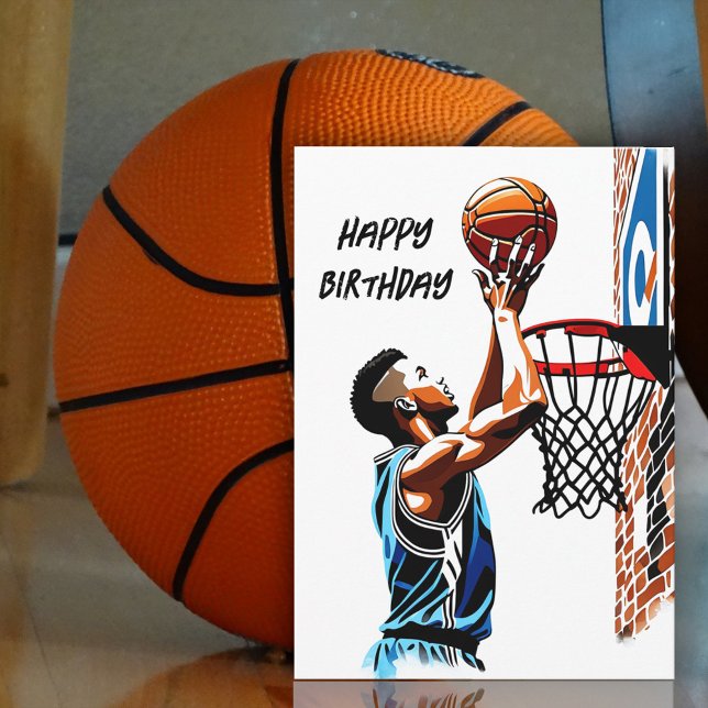 Basketball Älskare Vattenfärg Stänk Födelsedags Ko Kort (Skapare uppladdad)