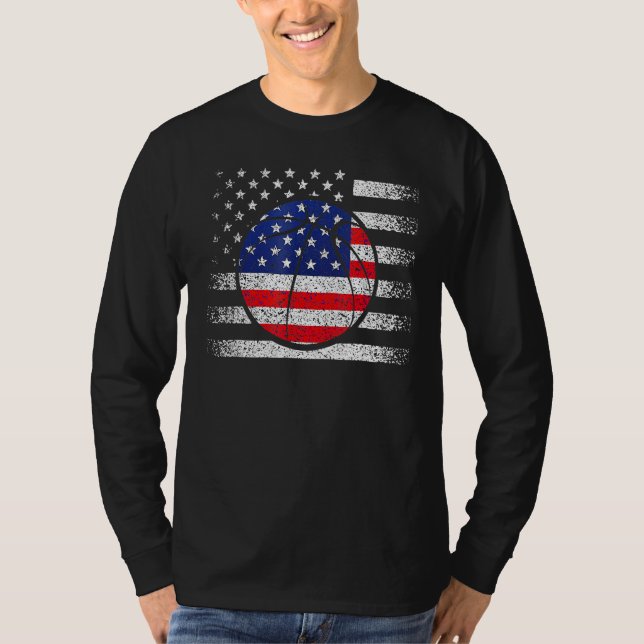 Basketball American Flag 4th Of July USA Sports Te T Shirt (Framsida)
