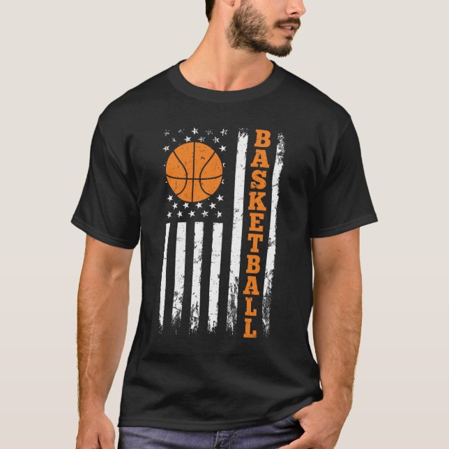Basketball American Flag T Shirt (Framsida)