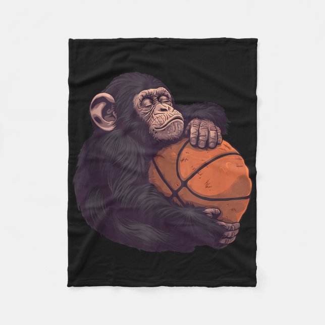 Basketball Animal Art Teckning Fleecefilt (Framsidan)