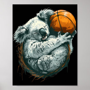 Basketball Animal Art Teckning Koala Basketball Pl Poster