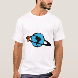 basketball anneau planete terre bleu tourne t shirt