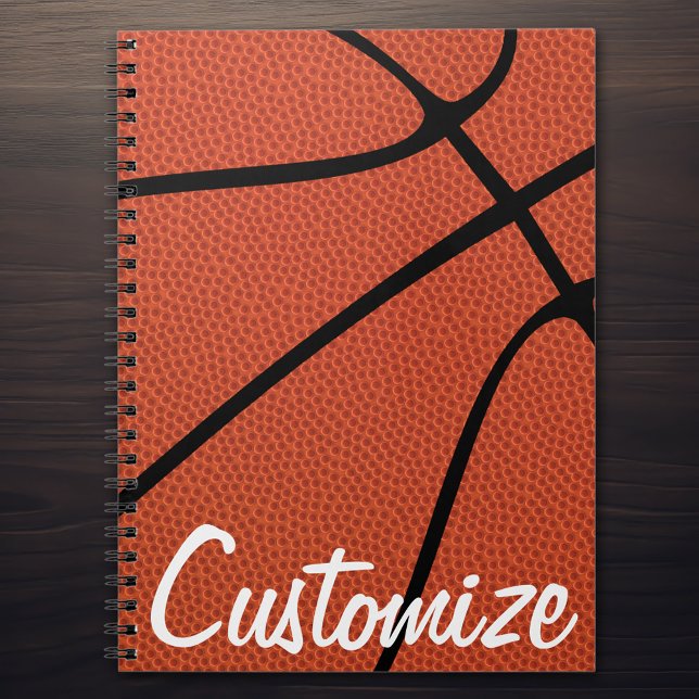 Basketball Anpassningsbar Team eller Player Namn / Anteckningsbok (Basketball notebook with custom team name or text)