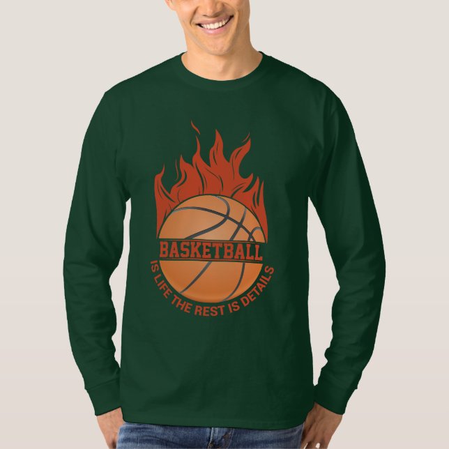 Basketball är livet Flammande boll T-shirt (Framsida)