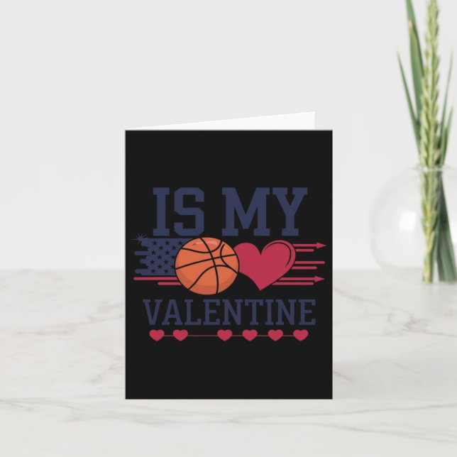 Basketball Är Mitt Hjärta På Alla Hjärtans Dag  Kort (Framsida)