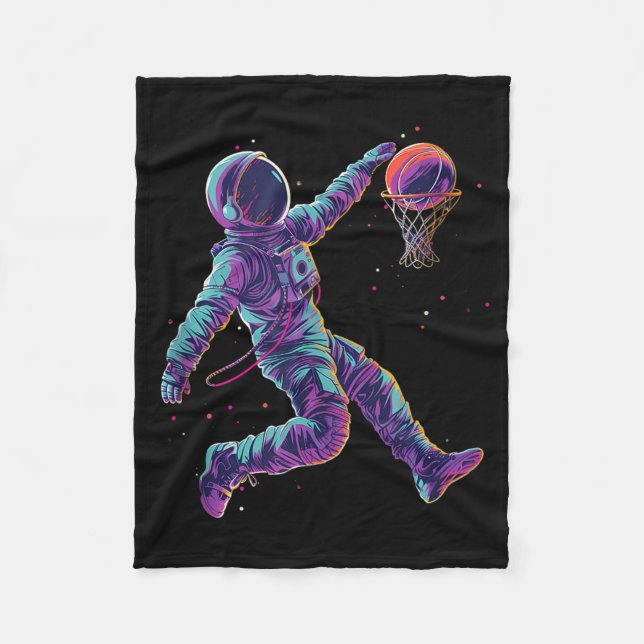 Basketball Artwork Astronaut Slam dunk Bball Playe Fleecefilt (Framsidan)