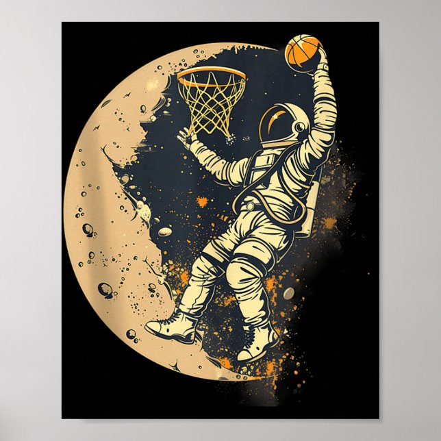 Basketball Artwork Astronaut Teckning Basketball L Poster (Framsidan)