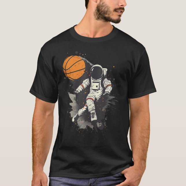 Basketball Artwork Astronaut Teckning Basketball P T Shirt (Framsida)