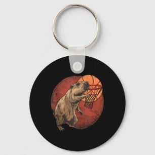 Basketball Artwork Basketball Älskare Capybara Dra Nyckelring