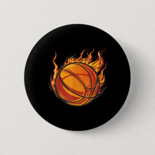 Basketball Artwork Basketball Älskare Flaming Hett Knapp