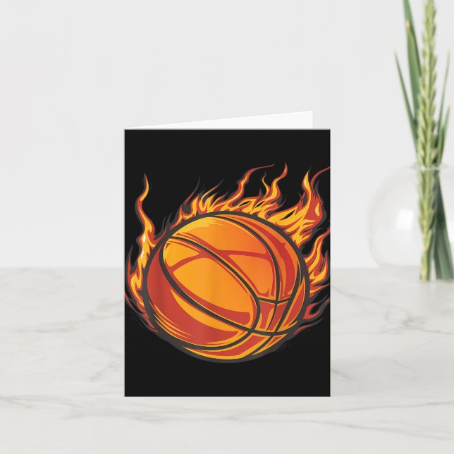 Basketball Artwork Basketball Älskare Flaming Hett Kort (Framsida)