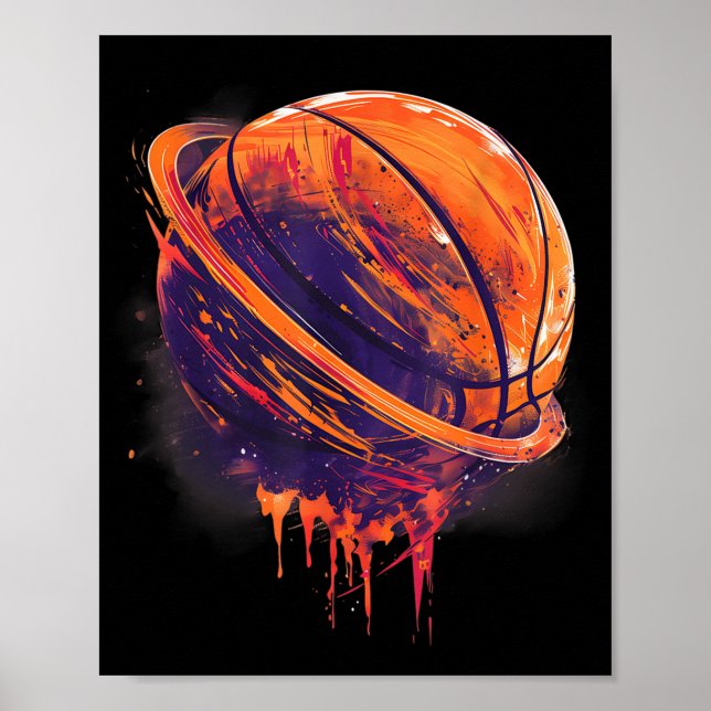 Basketball Artwork Basketball Älskare Planet Water Poster (Framsidan)