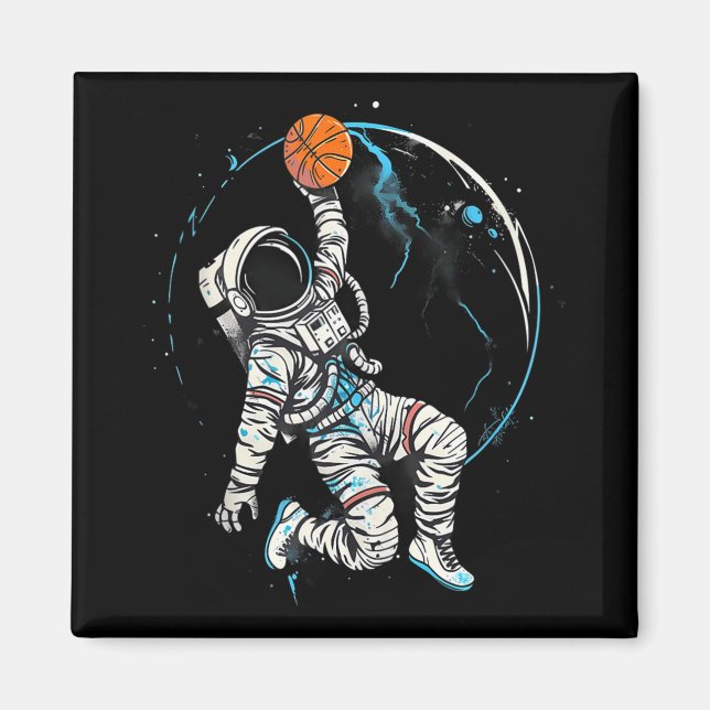 Basketball Artwork Basketball Player Astronaut Dra Magnet (Framsidan)