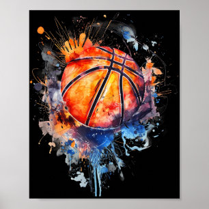 Basketball Artwork Basketball Ring Colorful Vatten Poster
