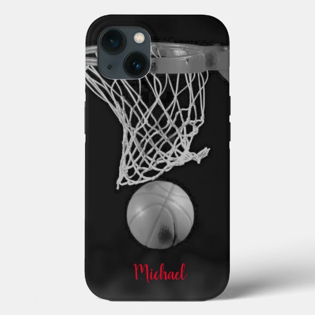 Basketball Artwork Ditt namn Black White Red (Baksida)