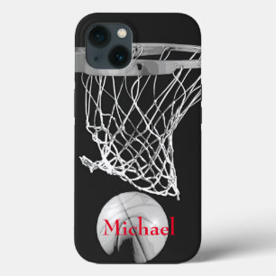 Basketball Artwork Ditt namn Black White Red