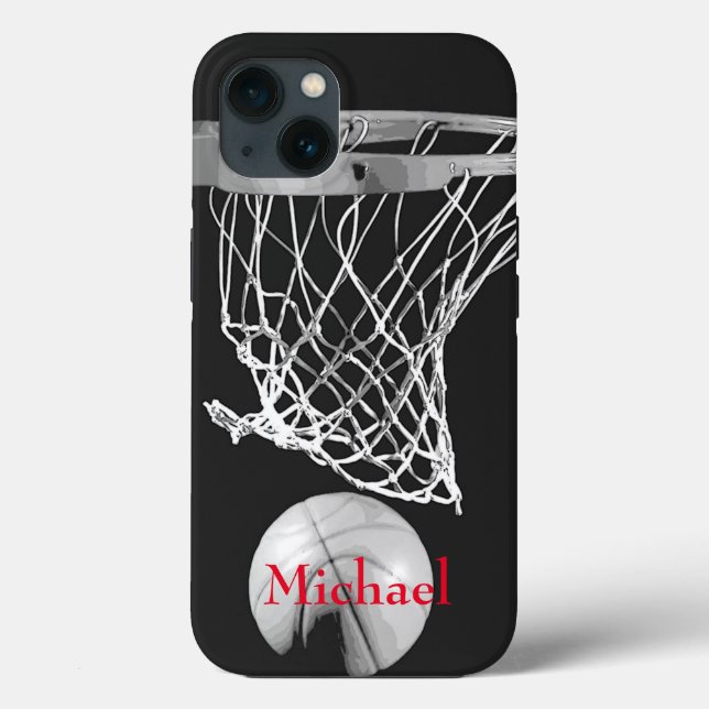 Basketball Artwork Ditt namn Black White Red (Baksida)