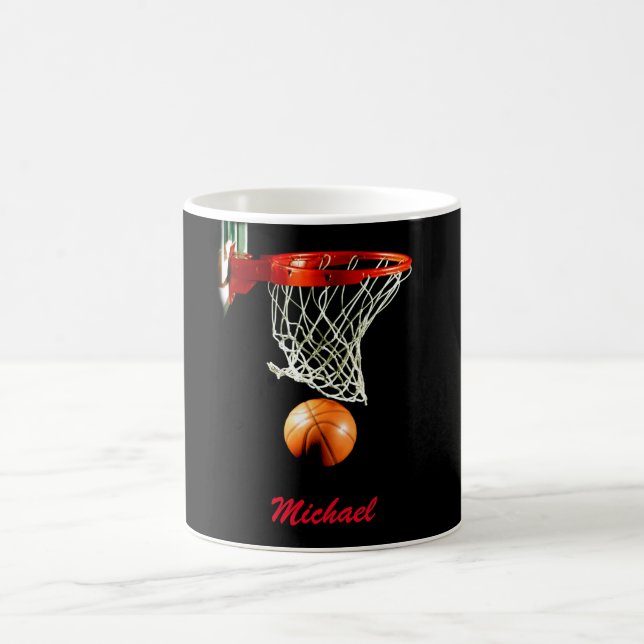Basketball Artwork Ditt namn svart rött Kaffemugg (Center)