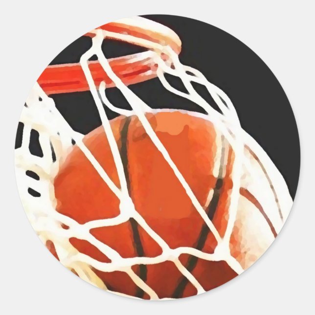 Basketball Artwork Runt Klistermärke (Framsida)