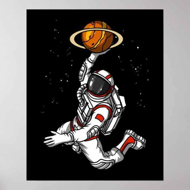 Basketball Astronaut Space Planet Cosmic Poster (Framsidan)