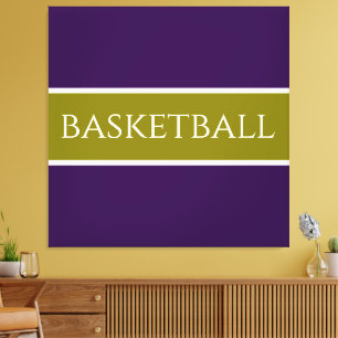 BASKETBALL Atletisk Lila Guld Oliv Ränder Canvastryck