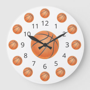 Basketball Atom Clock med nummer Stor Klocka