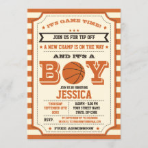 Basketball Baby Shower Biljett-inbjudan
