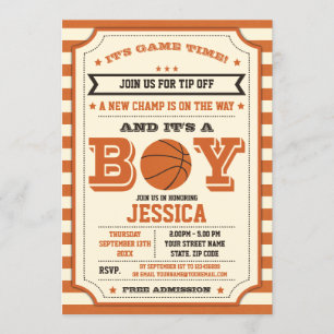 Basketball Baby Shower Biljett-inbjudan Inbjudningar