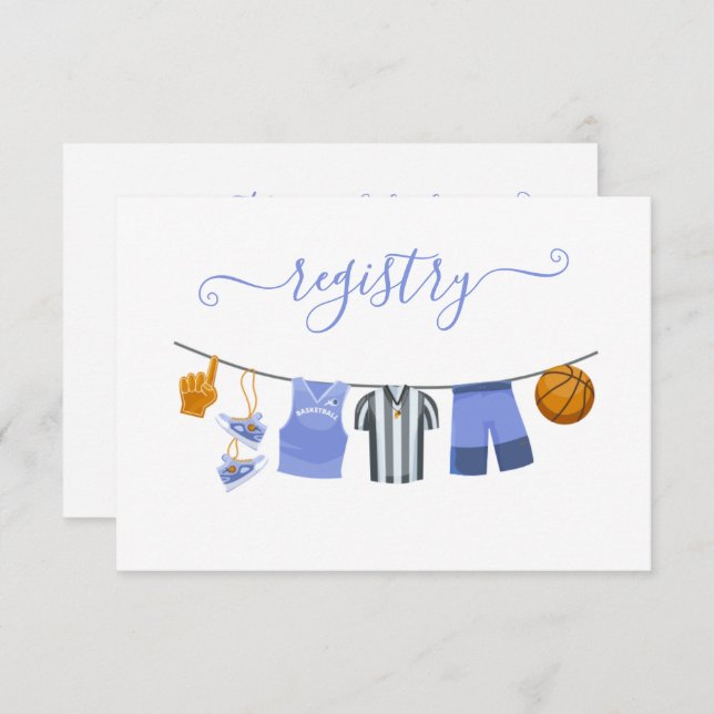 Basketball Baby Shower Clothesline Registry Inbjudningar (Fram/baksida)